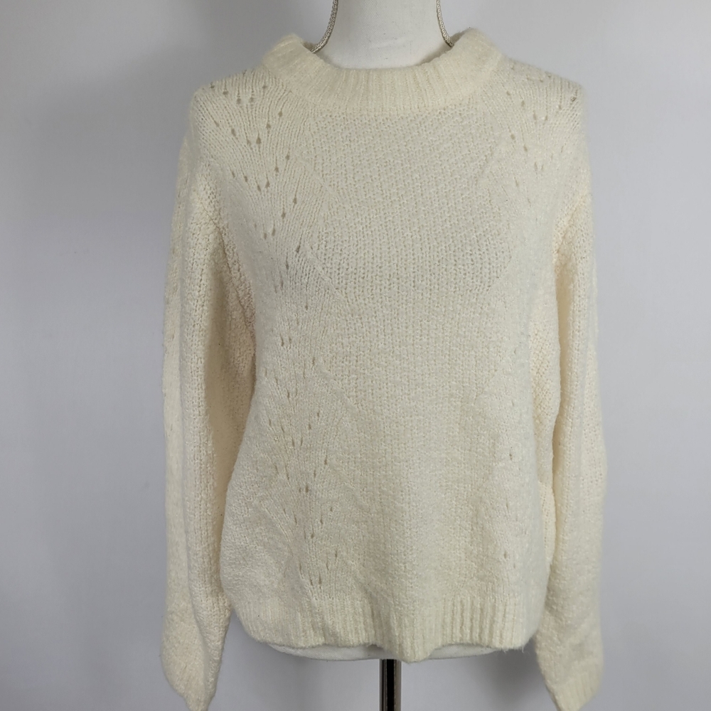 Qualfort Textured Wool Blend Sweater Size Medium